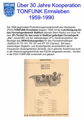 Über 30 Jahre Kooperation TONFUNK Ermsleben 1959-1990