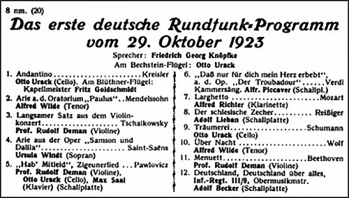 Das erste deutsche Rundfunk-Programm