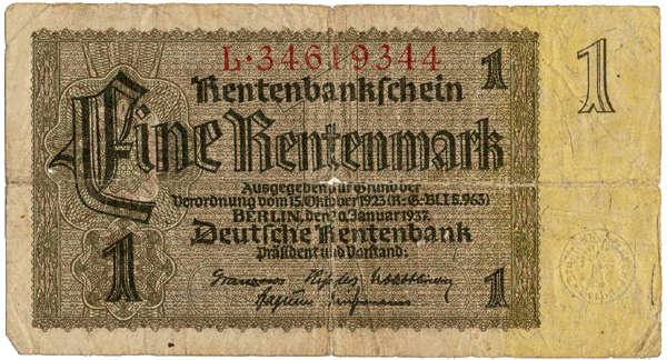 1937 - 1 Rentenmark Vorderseite