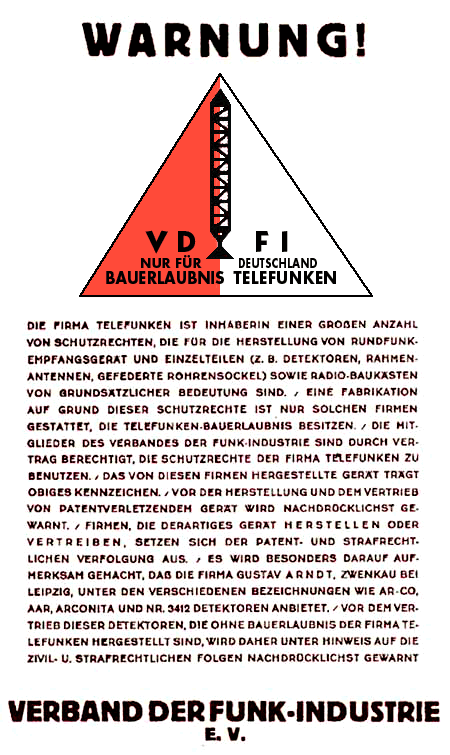 Warnschild vom Verband der Radio-Industrie e.V.