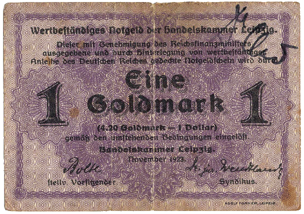 1923 - 1 Goldmark Vorderseite
